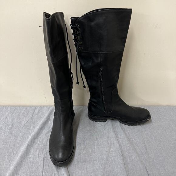 Cole Haan Air Kensington Waterproof Leather Knee-High Tall Boot Black 9B Charity - Picture 1 of 9